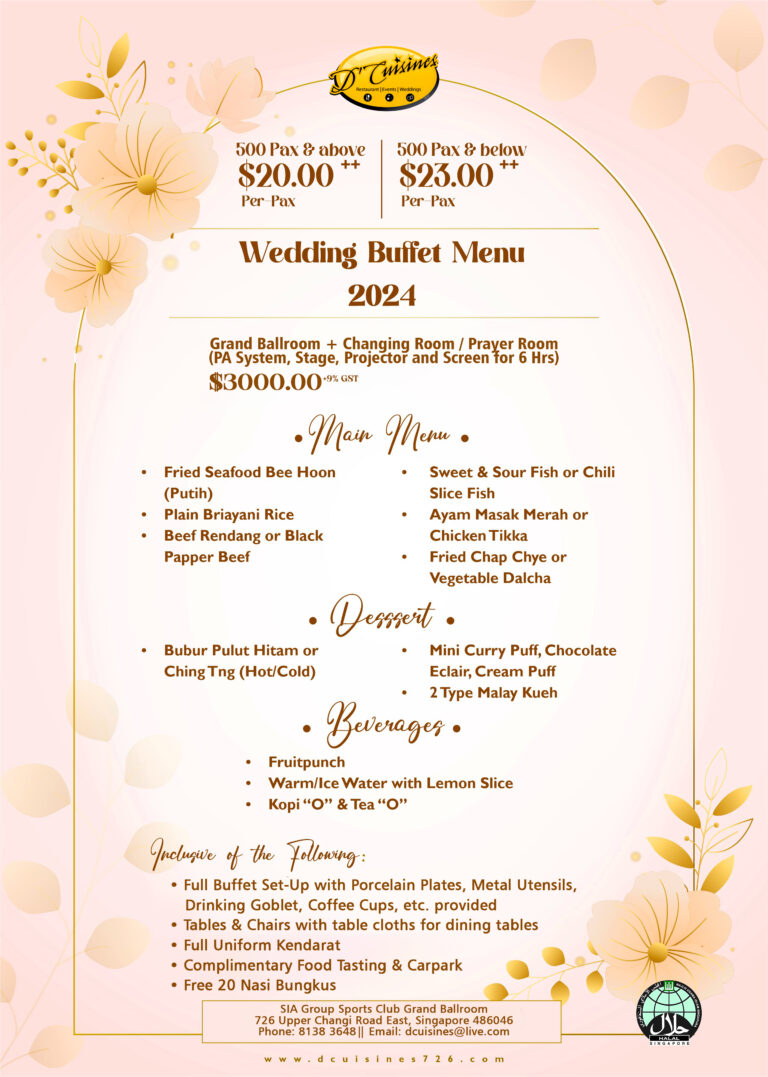 Wedding Menu Dcuisines Singapore