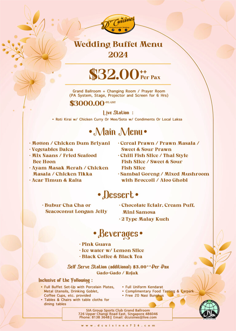 Wedding Menu Dcuisines Singapore