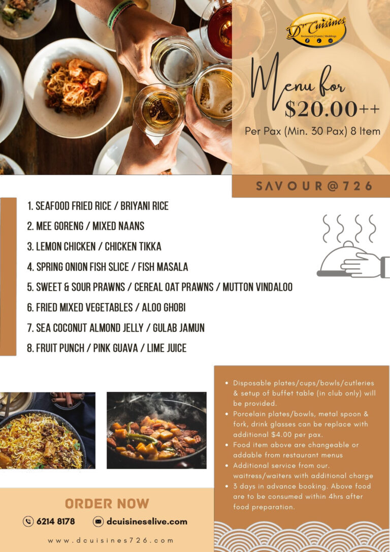 Catering Menu Dcuisines Singapore