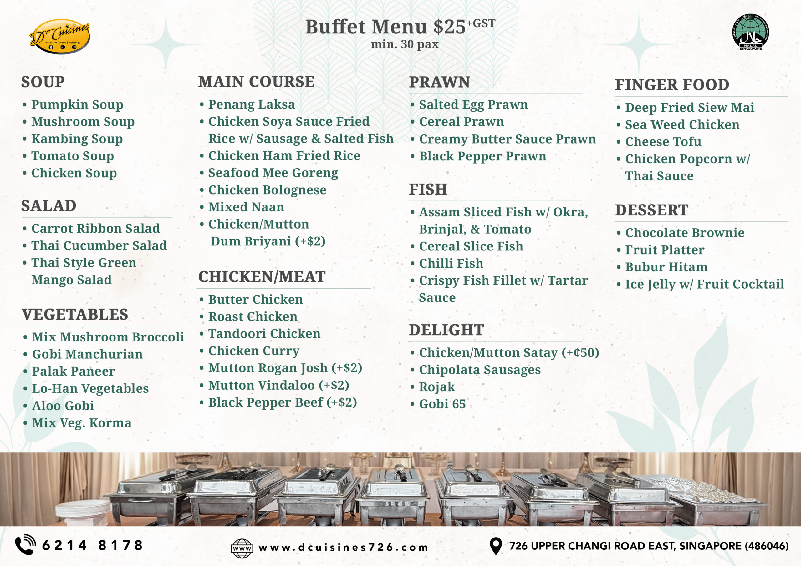 catering set menu $25